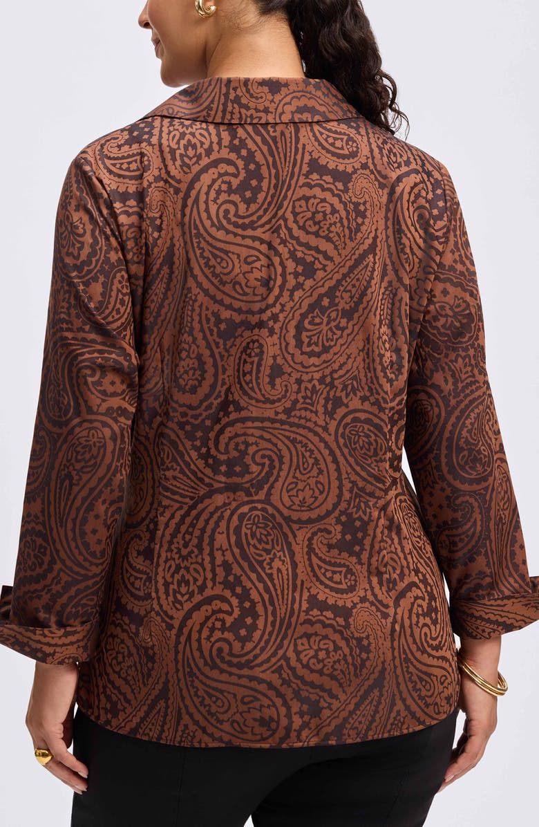 Foxcroft Salina Paisley Print Cotton Blend Wrap Shirt, Alternate, color, 