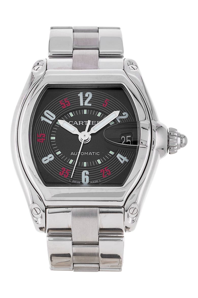 Cartier Preowned Roadster Bracelet Watch, 38mm, Main, color, BLACK/SILVER