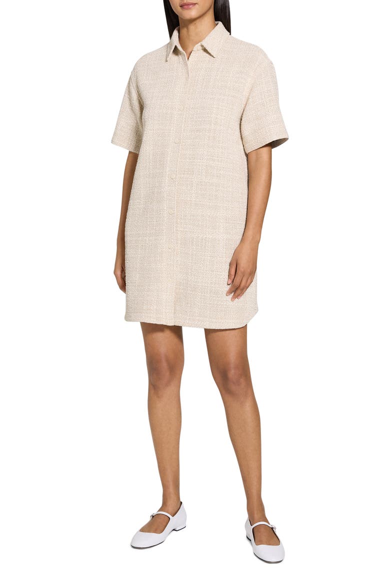 Recycled Cotton Blend Tweed Shirtdress, Main, color, TAUPE MULTI