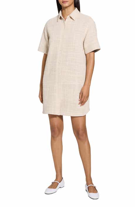 Theory Recycled Cotton Blend Tweed Shirtdress