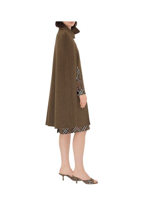 Shop Burberry Wool Cashmere Cape In Twig