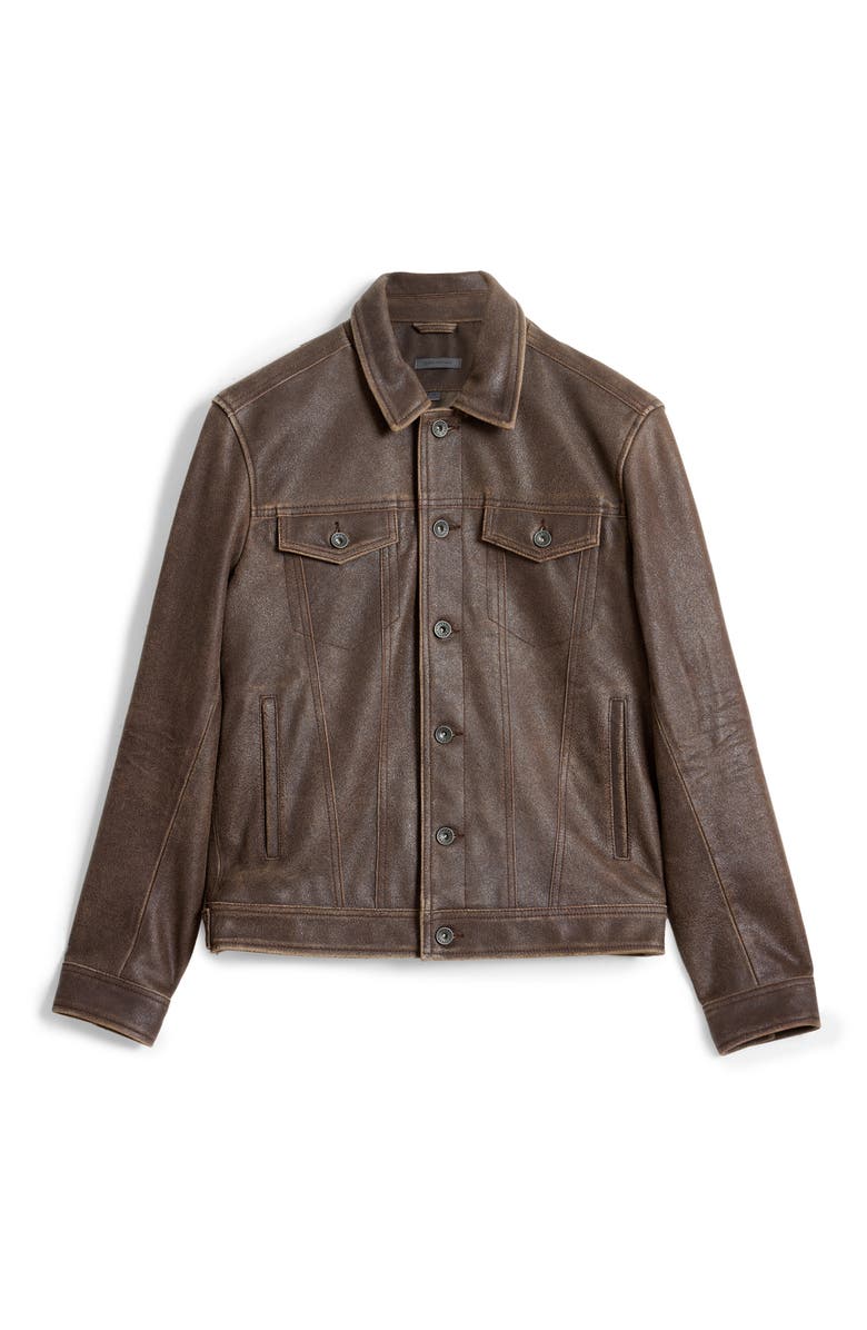 John Varvatos Andrew Distressed Leather Trucker Jacket, Alternate, color,