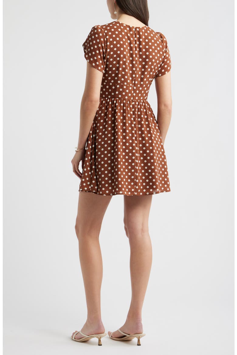 Fit & Flare Minidress, Alternate, color, BROWN- IVORY DOLLY DOT