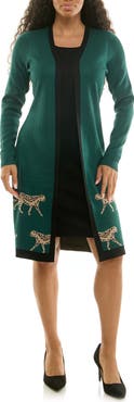 Nina Leonard Long Sleeve Twofer Dress