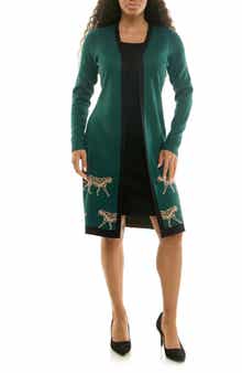 Nina Leonard Long Sleeve Twofer Dress