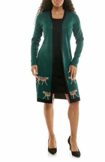 Nina Leonard Long Sleeve Twofer Dress