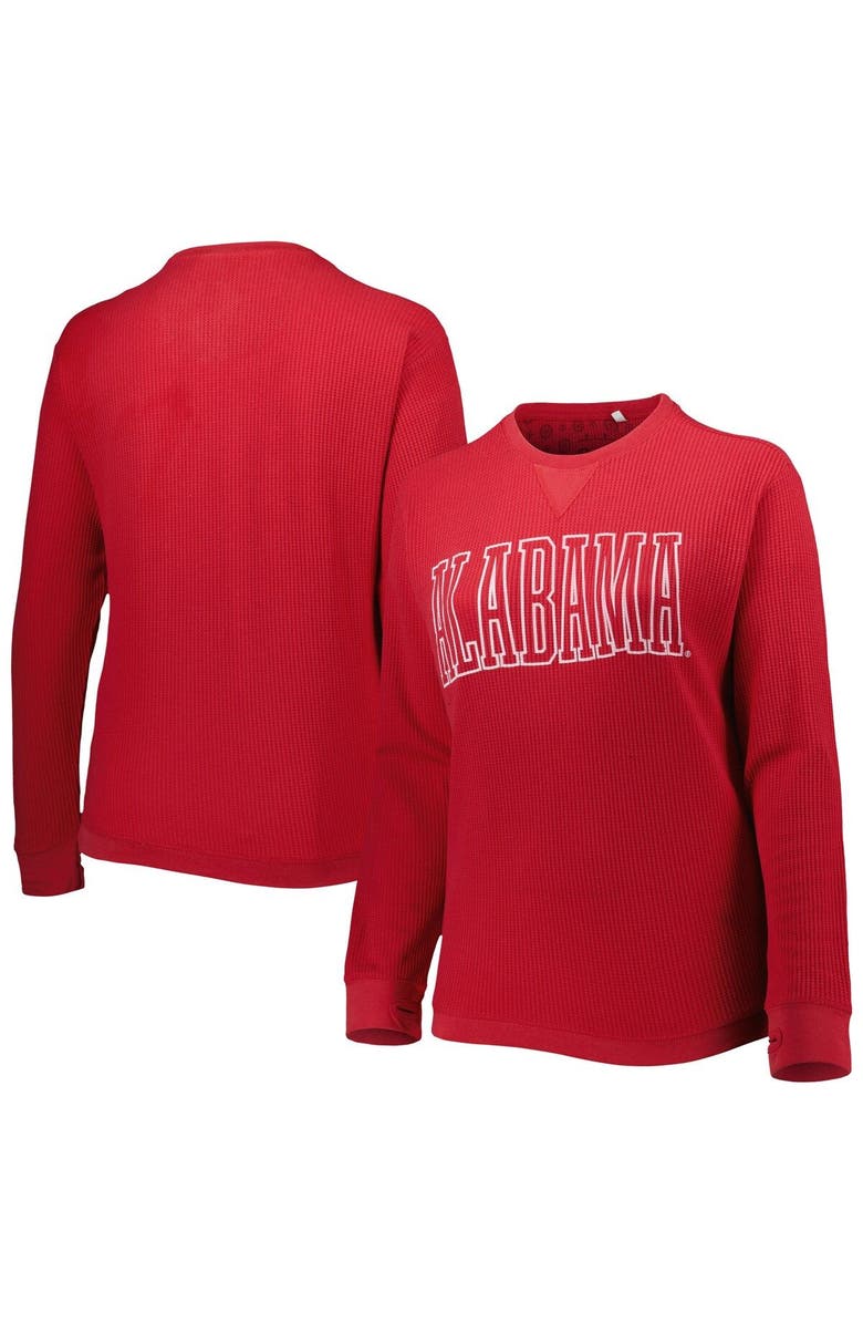 PRESSBOX Women's Pressbox Crimson Alabama Crimson Tide Surf Plus Size Southlawn Waffle-Knit Thermal Tri-Blend Long Sleeve T-Shirt, Main, color, Crimson
