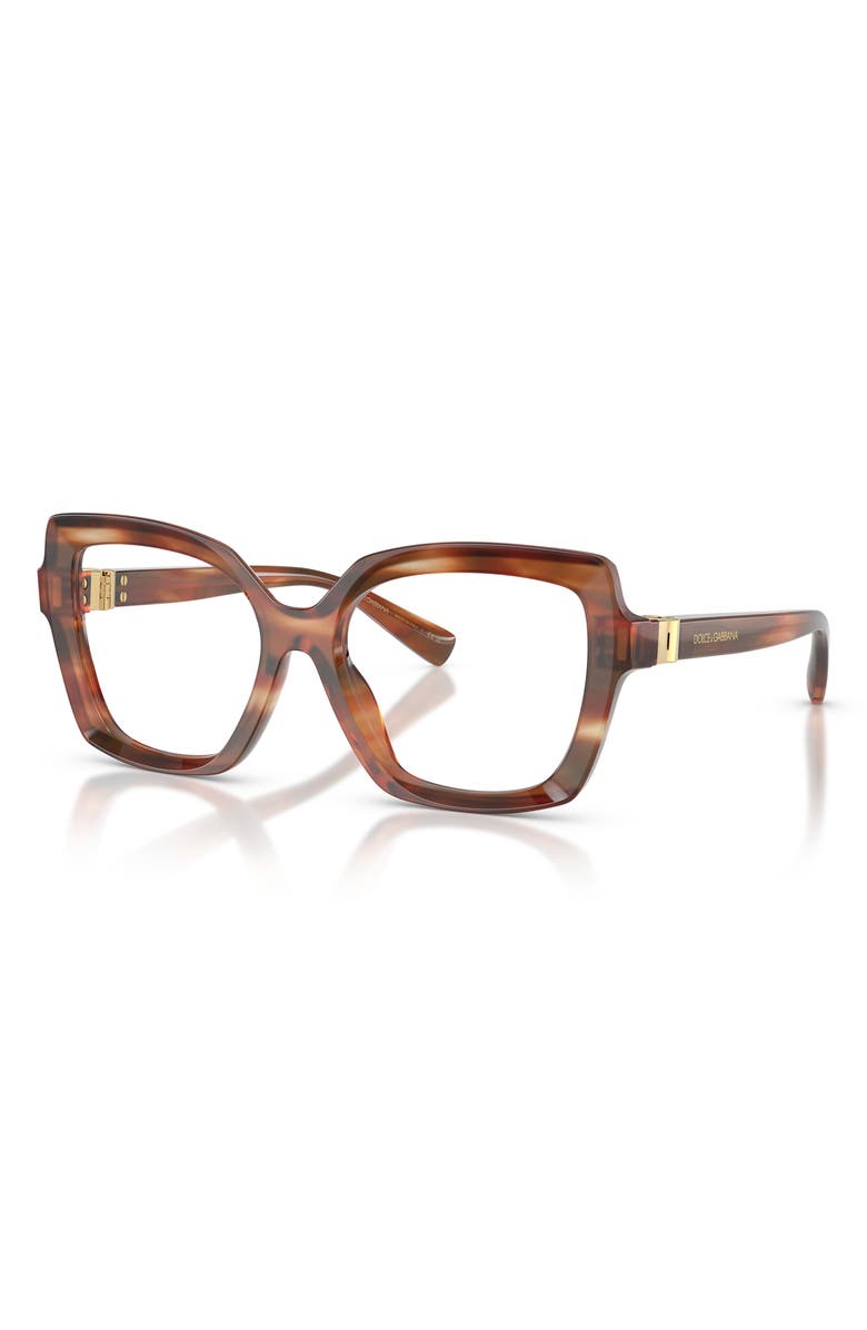 Dolce&Gabbana 55mm Butterfly Optical Glasses, Alternate, color, Striped Brown