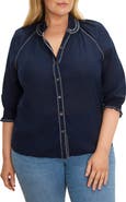 NIC+ZOE Zigzag Stitch Button-Up Shirt