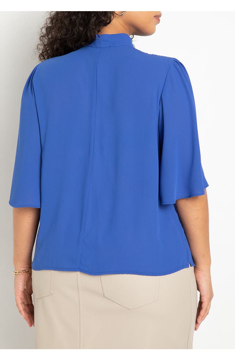 ELOQUII Bow Blouse With Flutter Sleeve, Alternate, color, Deep Purple