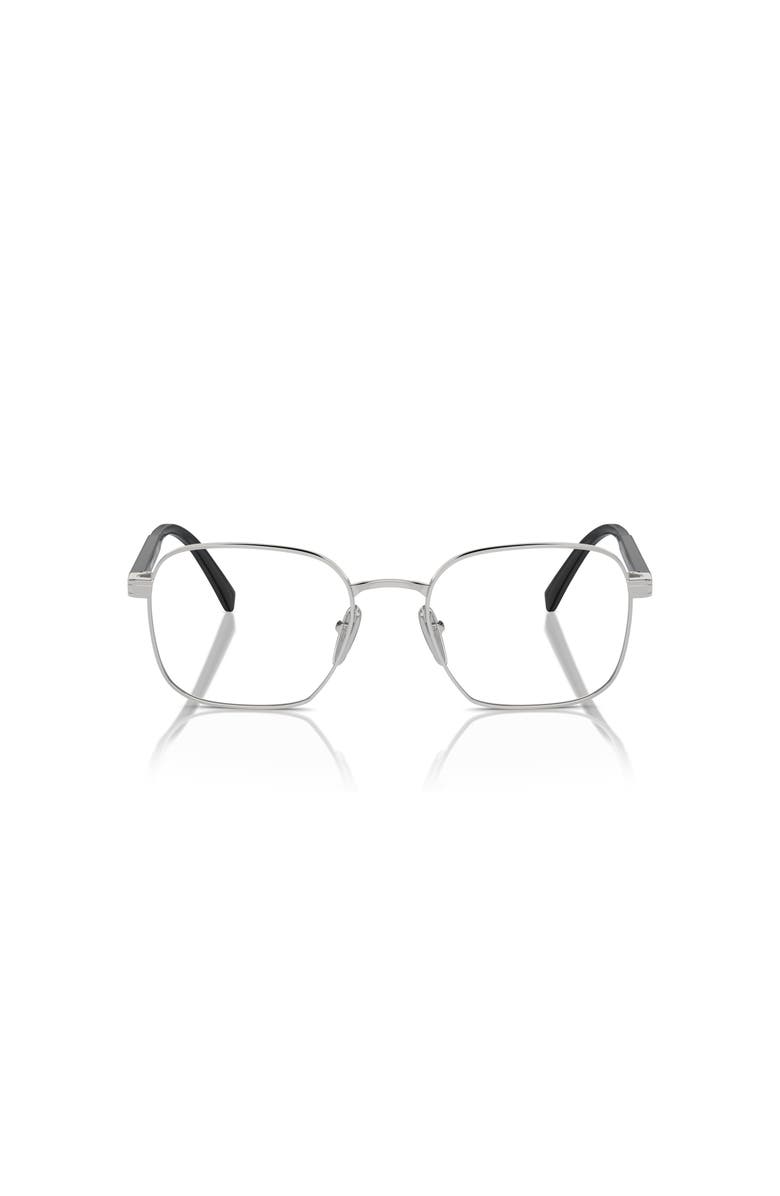 Prada 51mm Rectangle optical glasses, Alternate, color, Silver