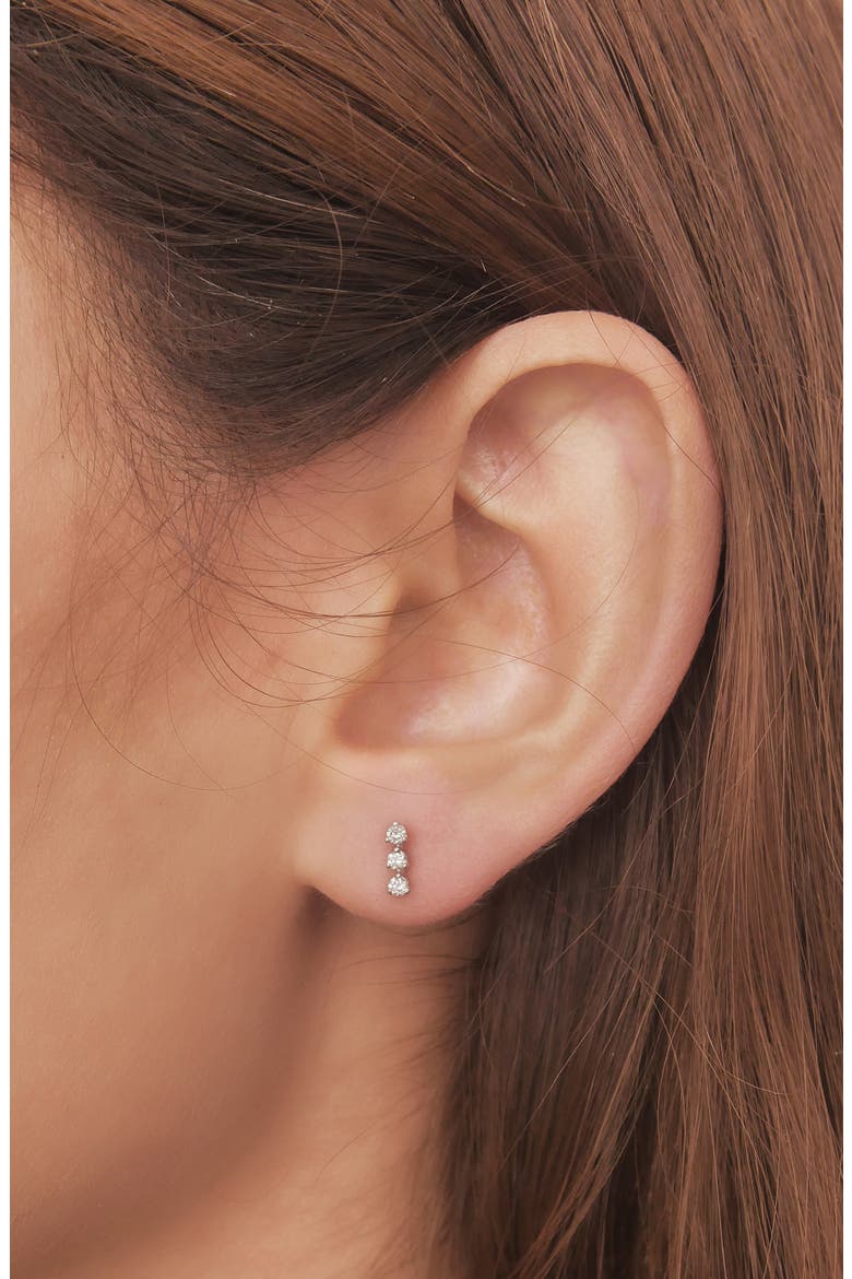 Liora Triple Diamond Stud Earrings (Nordstrom Exclusive), Alternate, color, WHITE GOLD/ DIAMOND