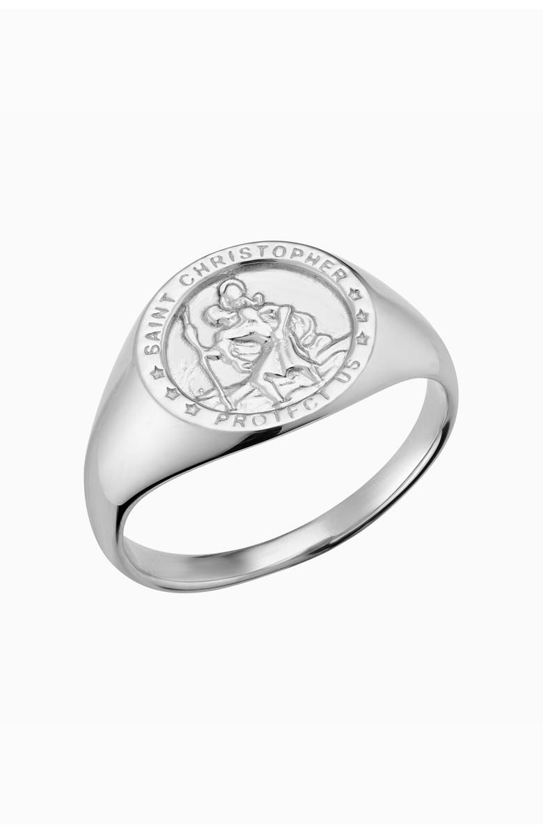 Oradina Mens Guardian Signet Ring in Sterling Silver, Main, color, Silver