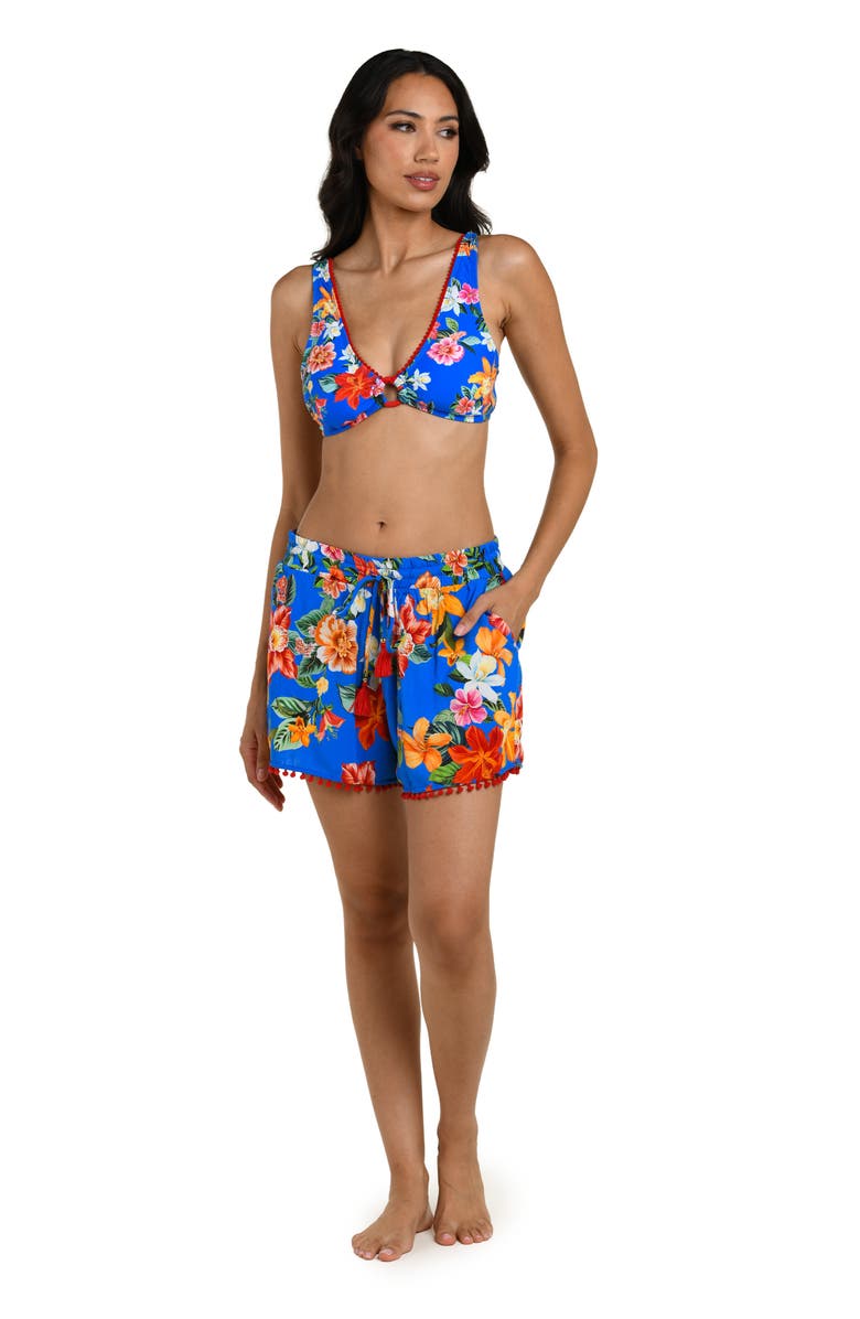 La Blanca Modern Cover-Up Beach Shorts, Alternate, color, Blue Multi