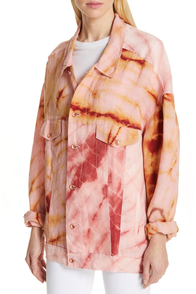 Monday Tie Dye Linen Jacket, Alternate, color, RASPBERRY RIPPLE