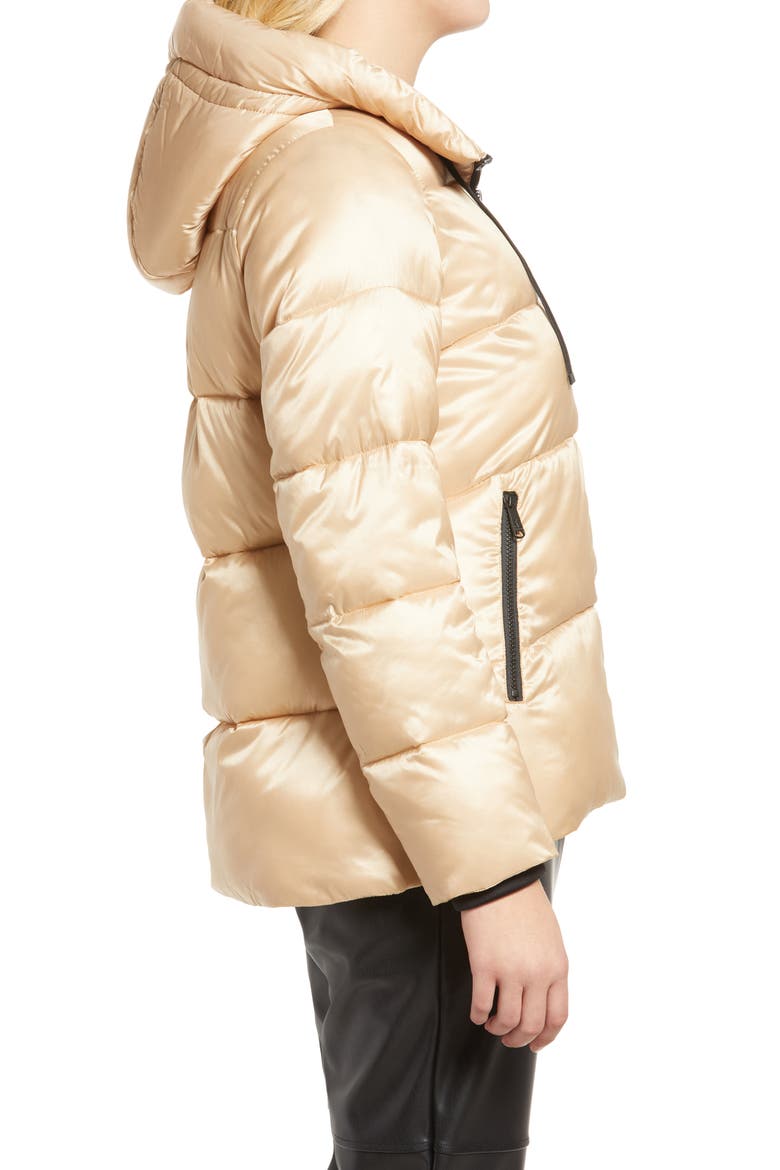 Iridescent Water Repellent Hooded Puffer Jacket, Alternate, color, CASHMERE BEIGE