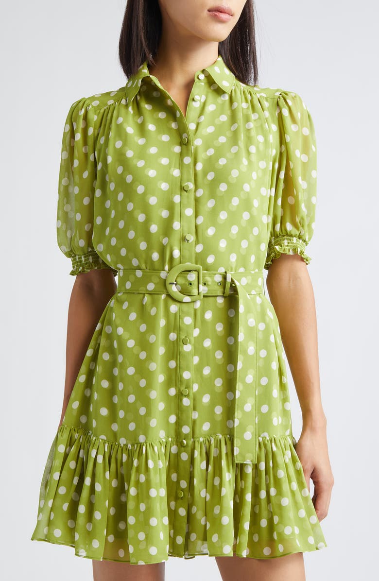 Cinq à Sept Camille Polka Dot Minidress, Alternate, color, Pickle/Ivory