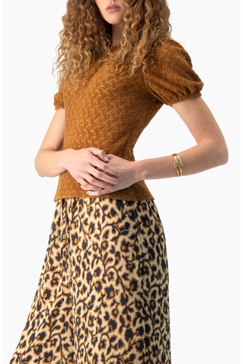 Back- Button Knit Crewneck Blouse, Alternate, color, Light Brown