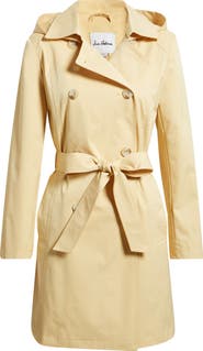 Sam Edelman Hooded Belted Double Breasted Trench Coat