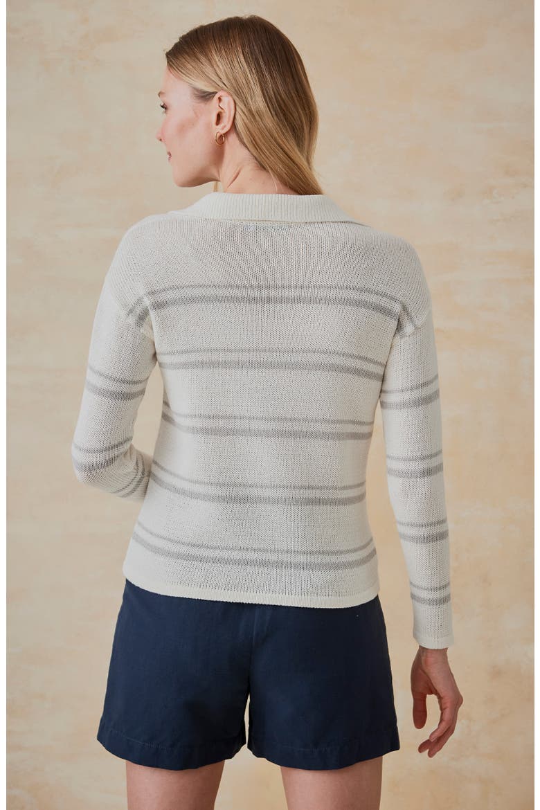 Valerie Johnny Collar Sweater, Alternate, color, WHITE/ LIGHT GRAY