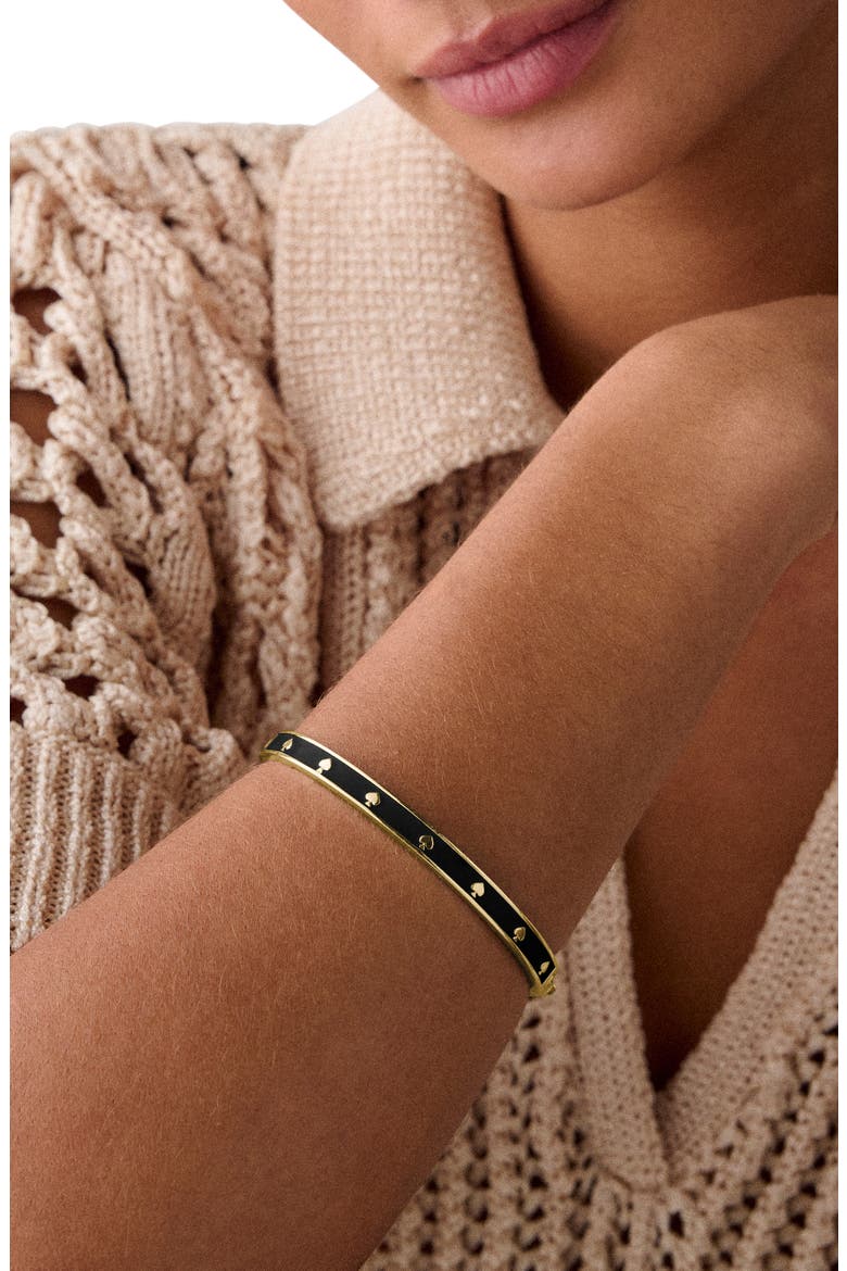 spot the spade enamel bangle bracelet, Alternate, color, BLACK