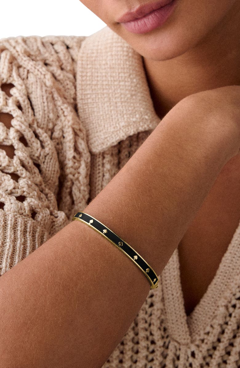 Kate Spade New York spot the spade enamel bangle bracelet, Alternate, color, Black
