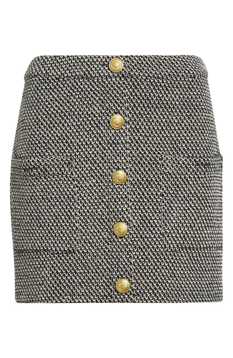 L'AGENCE Zander Button Front Miniskirt, Alternate, color, Black/ Ivory/ Gold