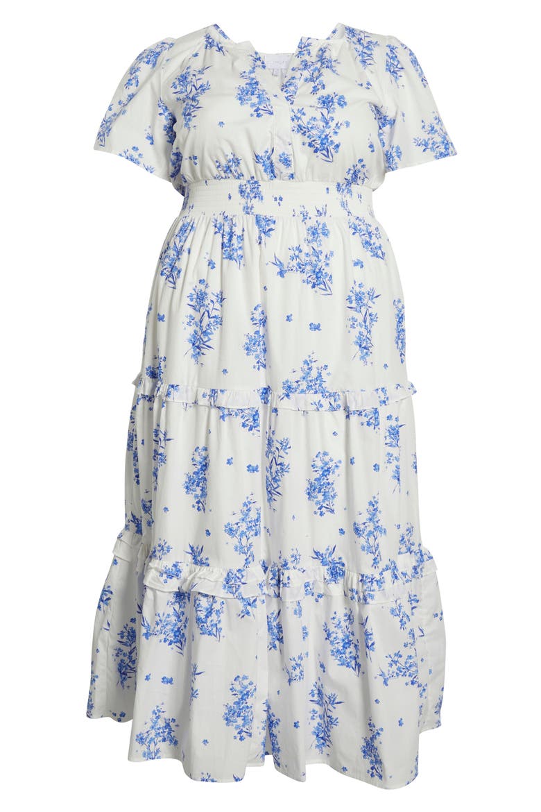 Bestia Floral Palmer Tiered Cotton Maxi Dress, Alternate, color, CREAM WHITE