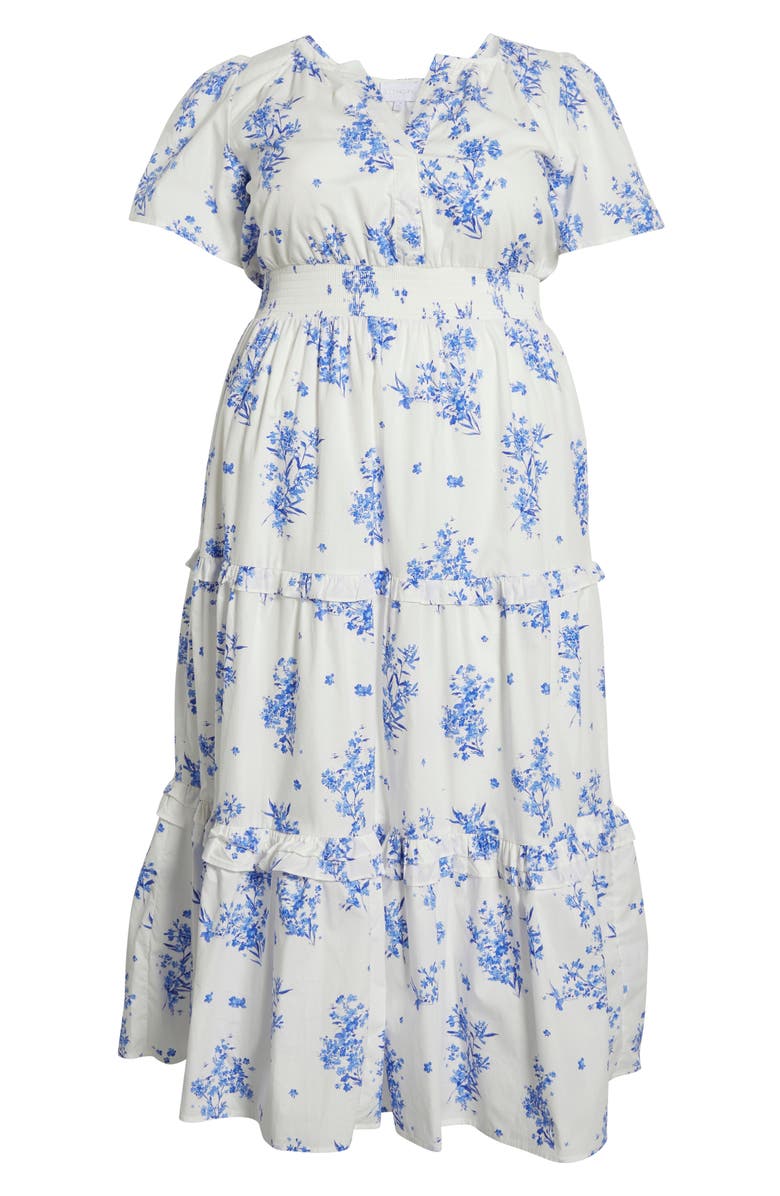 SUGARLIPS Bestia Floral Palmer Tiered Cotton Maxi Dress, Alternate, color, Cream White