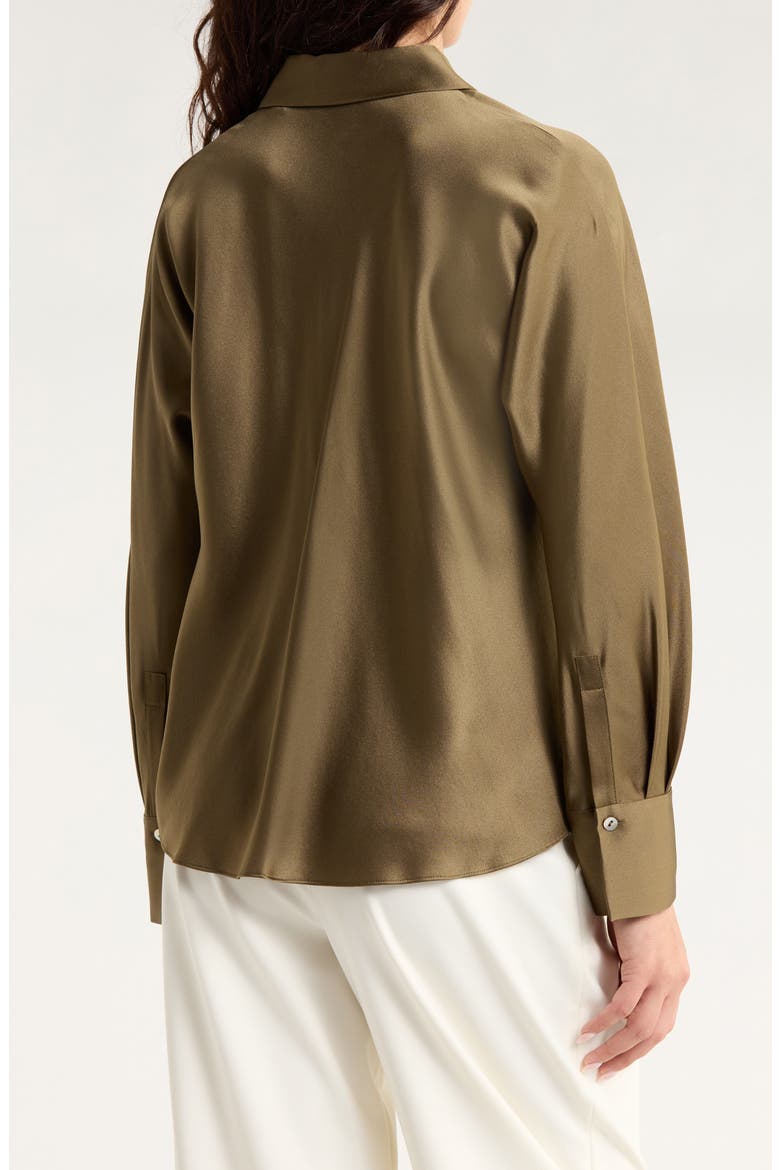 Silk Button-Up Shirt, Alternate, color, CYPRESS