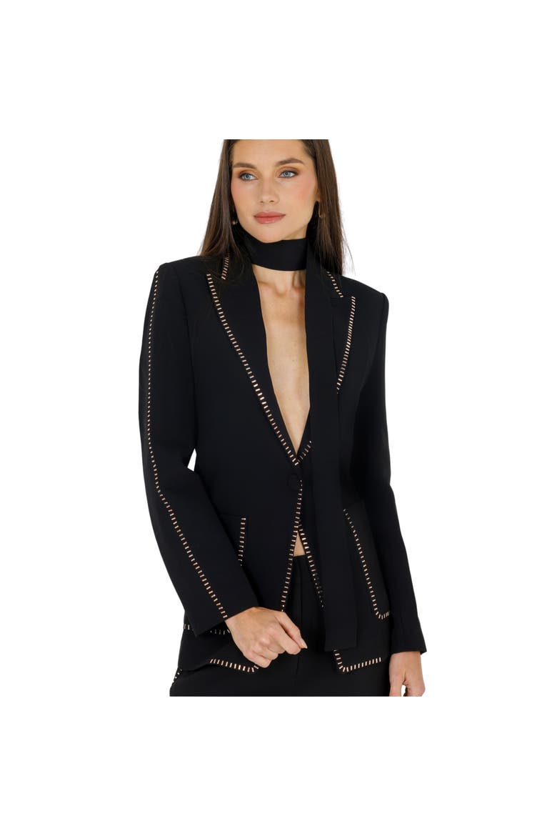 Pamela Blazer with Belt, Alternate, color, BLACK