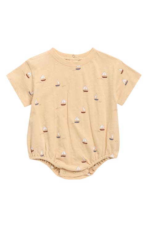 Sailboat Print Cotton Bubble Bodysuit (Baby)