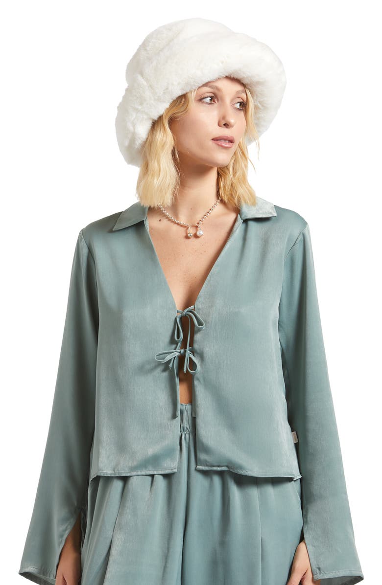 Brixton Dion Faux Fur Packable Hat, Alternate, color, Off White