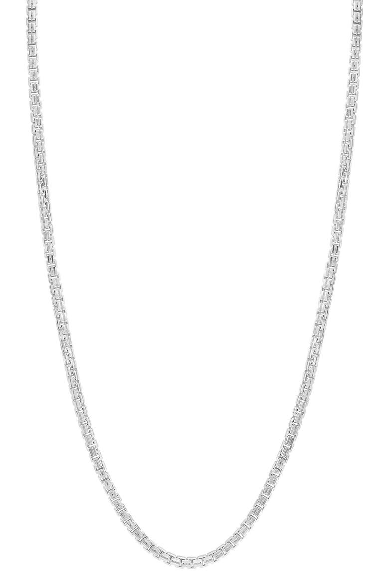 Men's Sterling Silver Box Chain Necklace, Main, color, SILVER