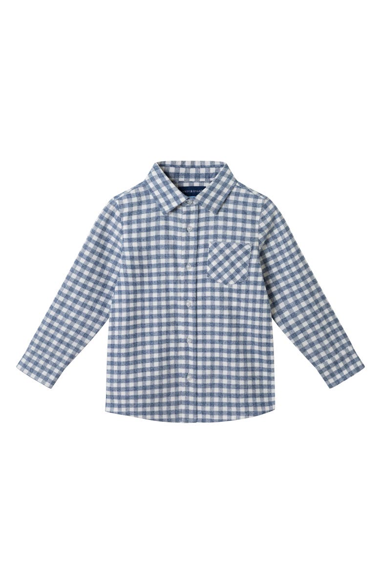 Andy & Evan Kids' Button-Up Shirt & Denim Joggers Set, Alternate, color, Blue/ Grey Gingham