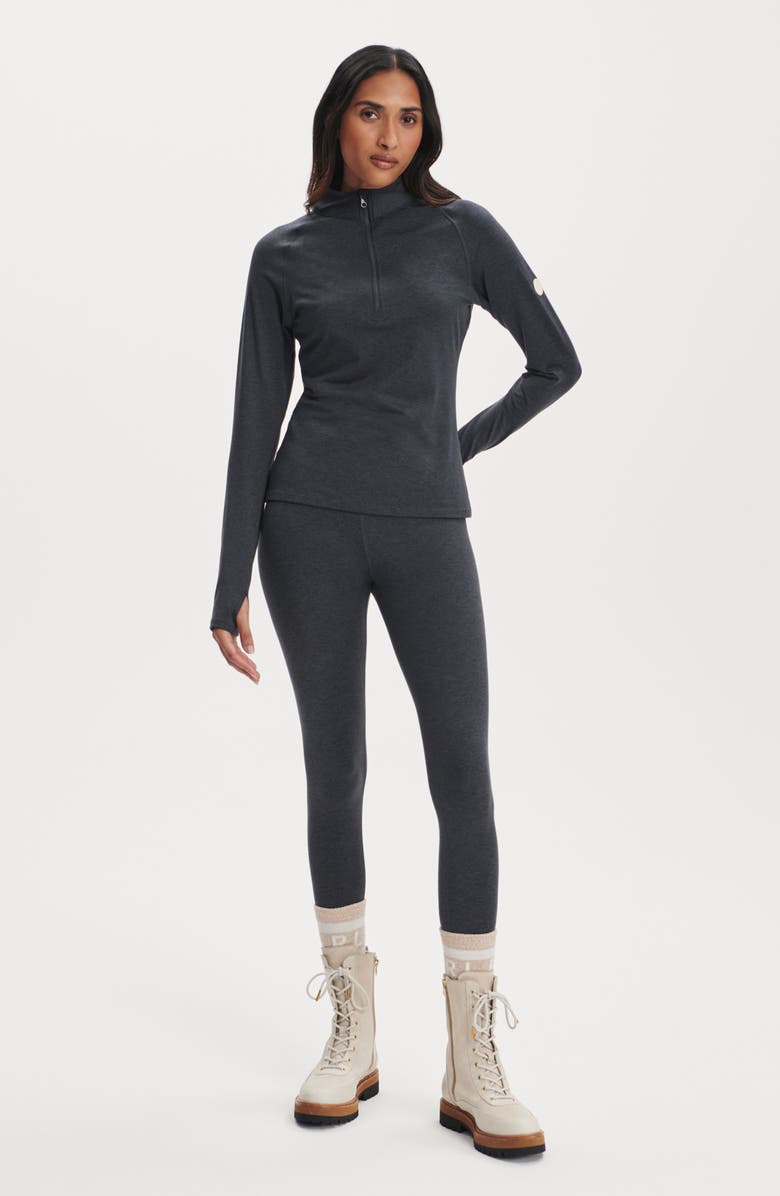 Varley Always Warm Super High Waist Base Layer Stirrup Leggings, Alternate, color, Black Marl