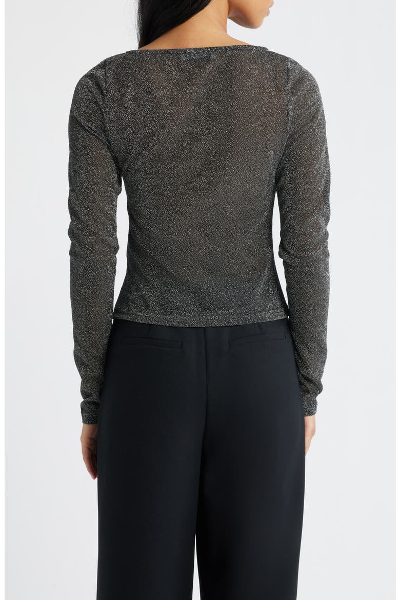 Crystal Clear Sheer Mesh Top, Alternate, color, BLACK / SILVER