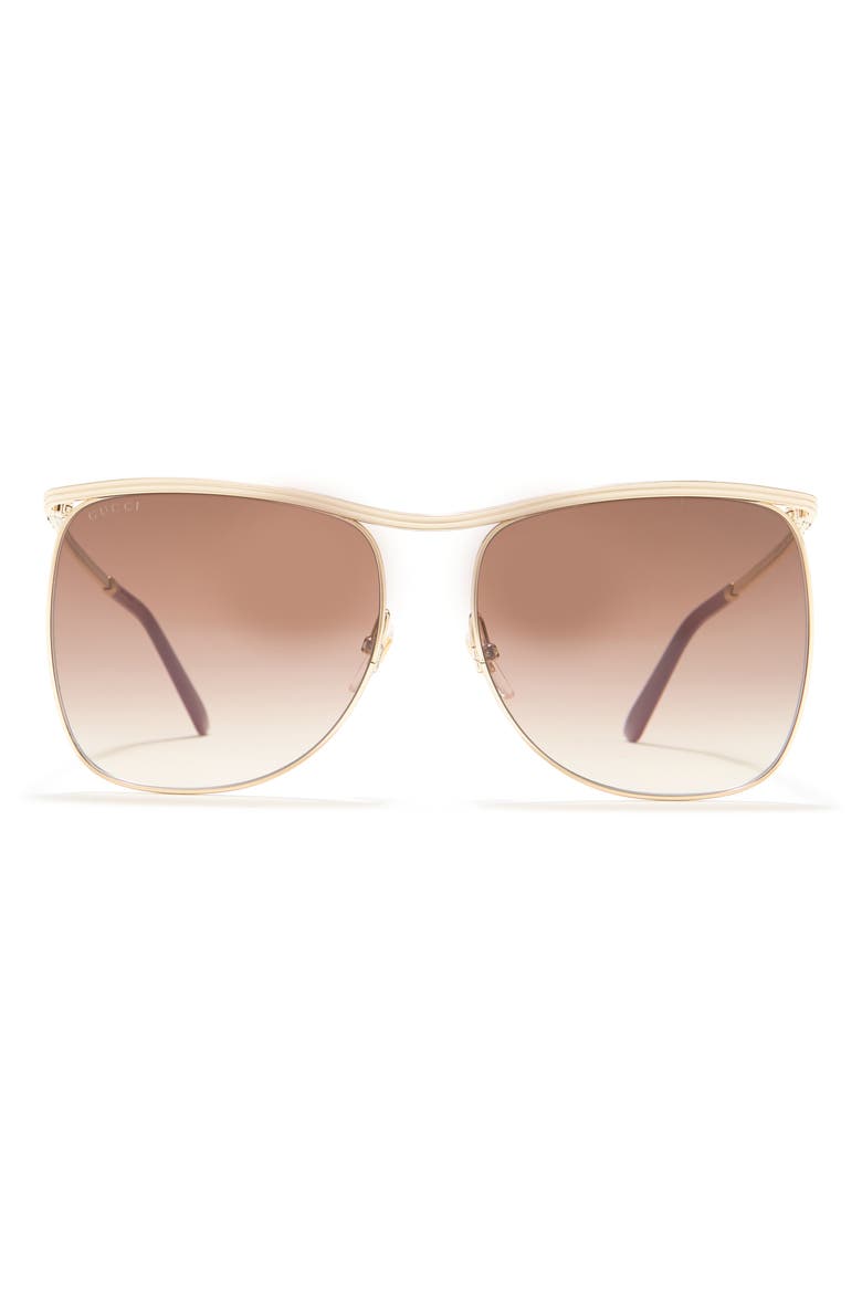 63mm Square Sunglasses, Main, color, GOLD BROWN
