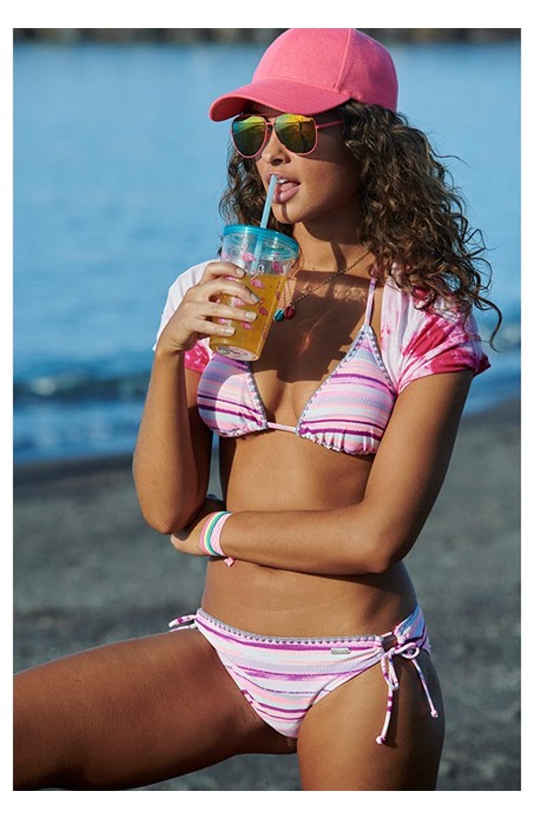 LASCANA Women's Printed Loop Classic Bikini Bottom, Alternate, color, Rose Multi