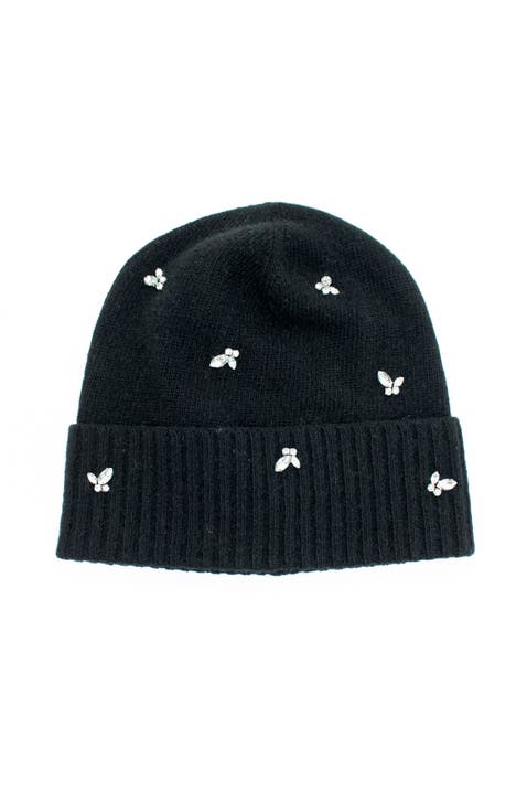 Cashmere beanie with stones