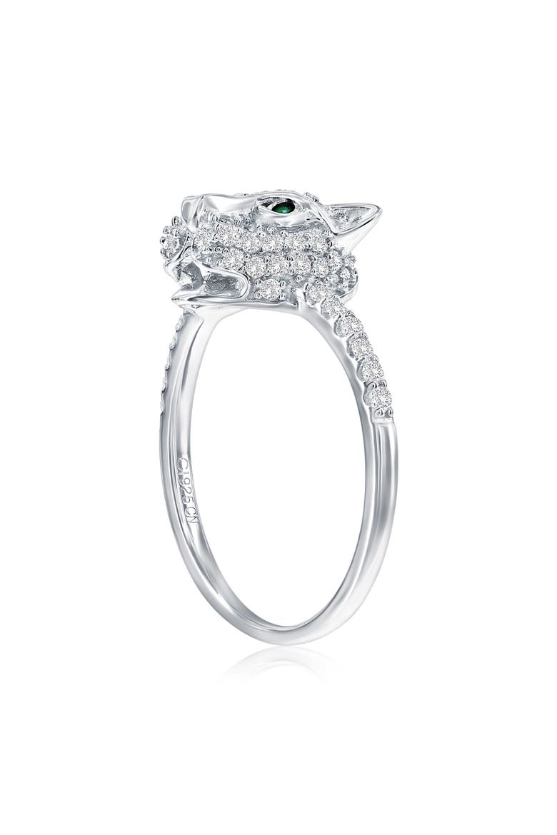 Cubic Zirconia Panther Statement Ring, Alternate, color, GREEN/ SILVER
