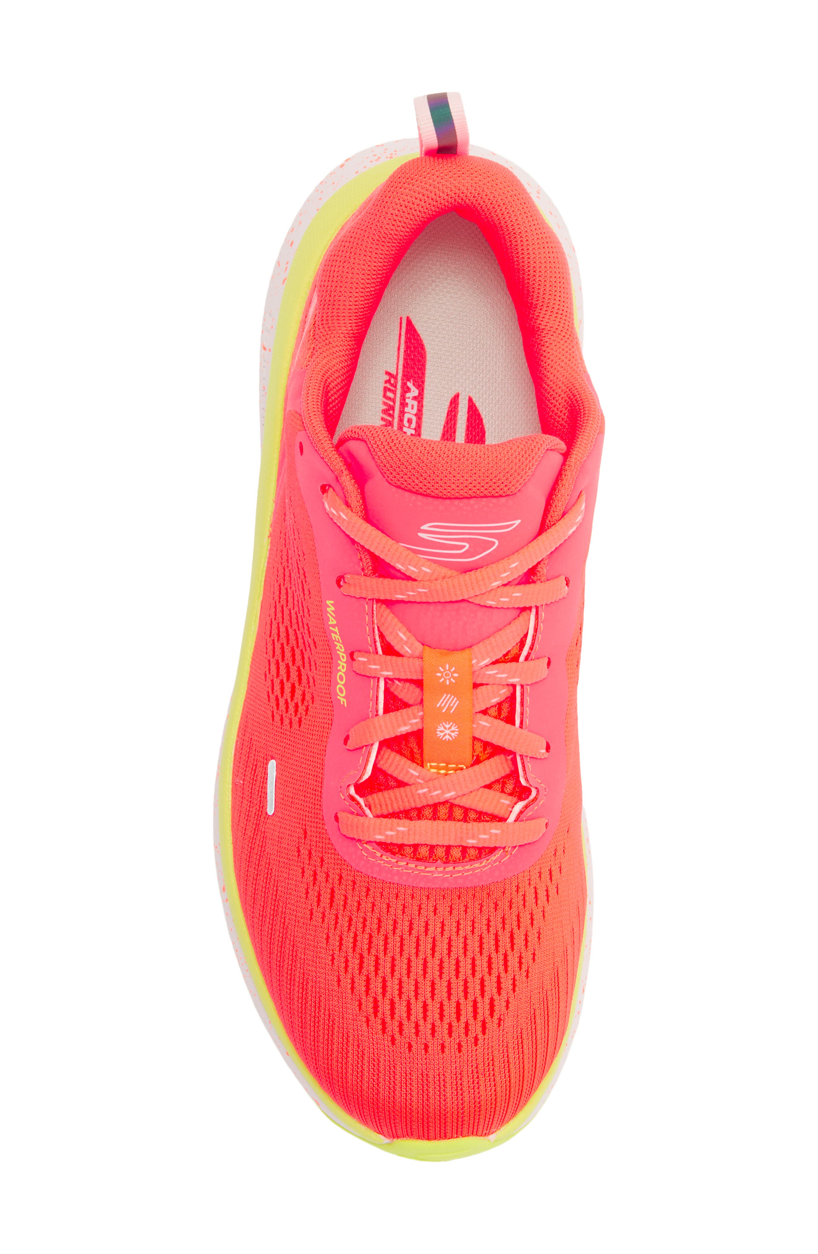 SKECHERS Go Run Pure 4 Arch Fit Waterproof Running Shoe, Alternate, color, Coral