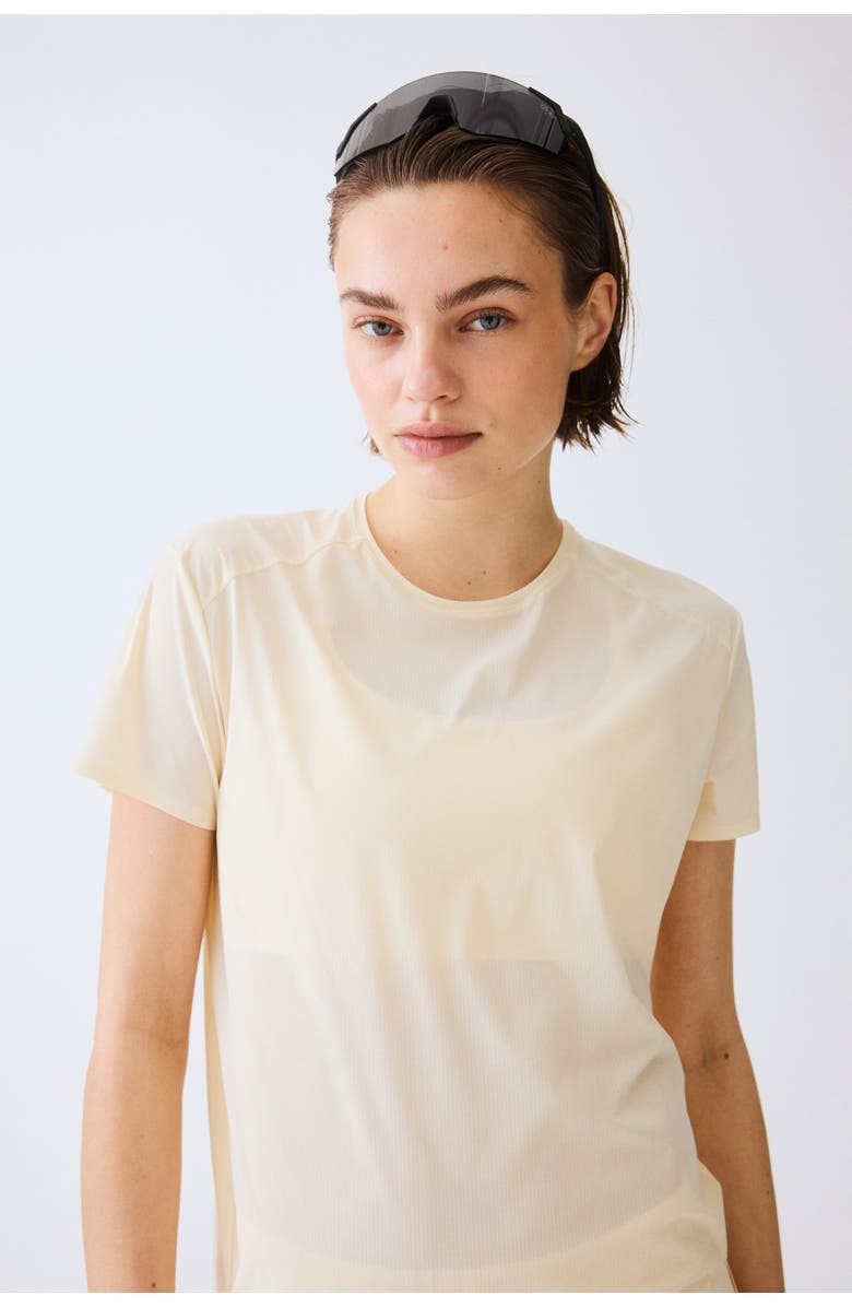 H&M Regular Fit Running T-shirt With Drymove, Alternate, color, Butter Yellow