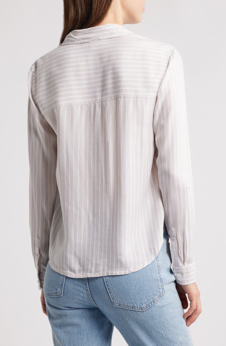 beachlunchlounge Fallon Crop Button-Up Shirt, Alternate, color, Brown Sugar