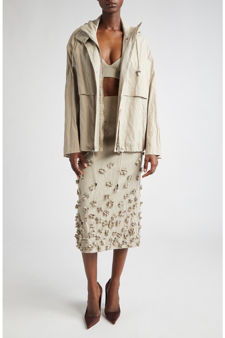 Metallic Gabardine Hooded, Alternate, color, ALMOND