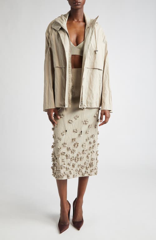 Shop Michael Kors Collection Floral Appliqué Crushed Gabardine Skirt In Almond