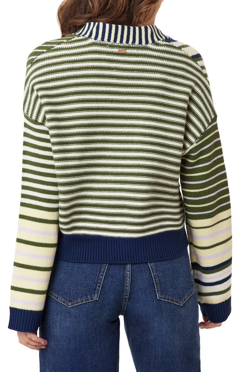 Scotch & Soda Stripe V-Neck Cardigan, Alternate, color, Garden Green Mix