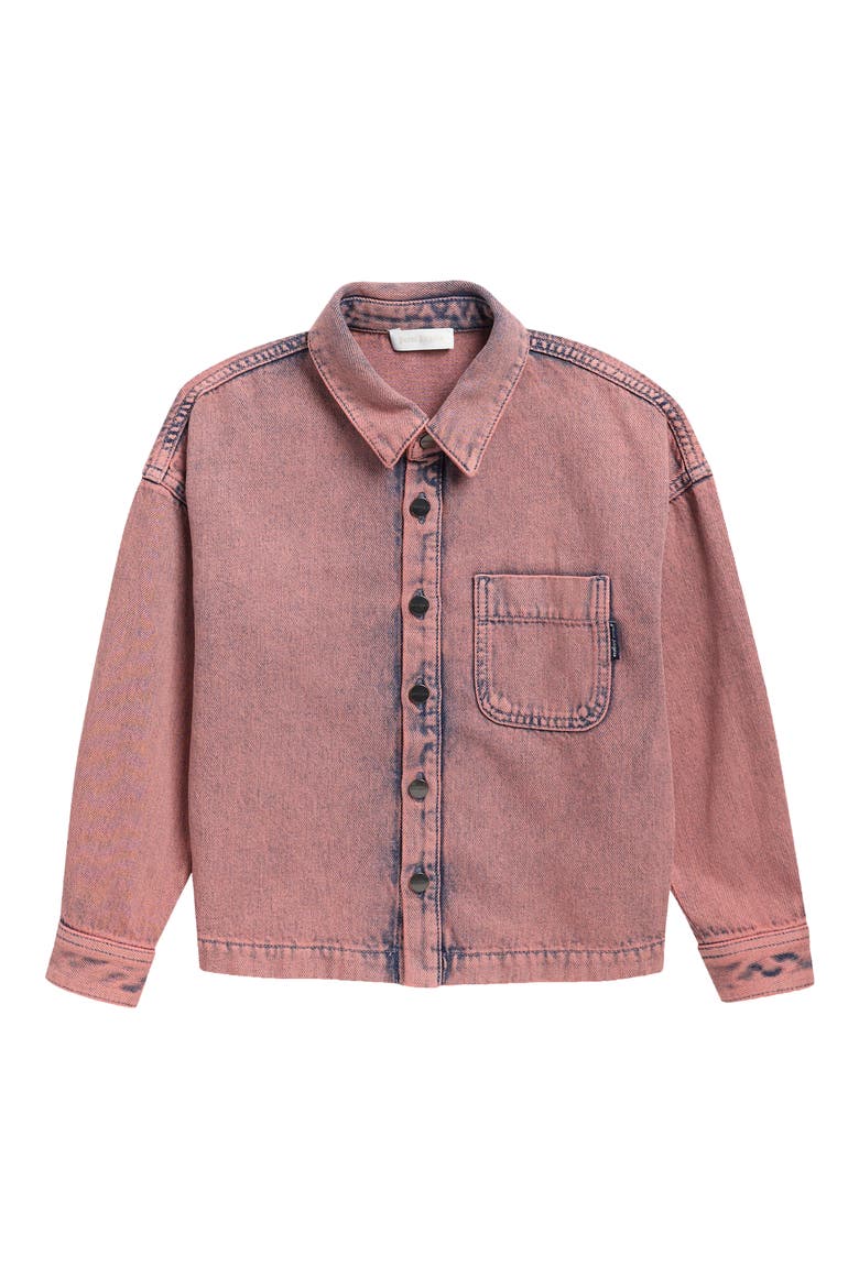 Kids' Logo Overdye Crop Denim Jacket, Main, color, PINK - BLUE