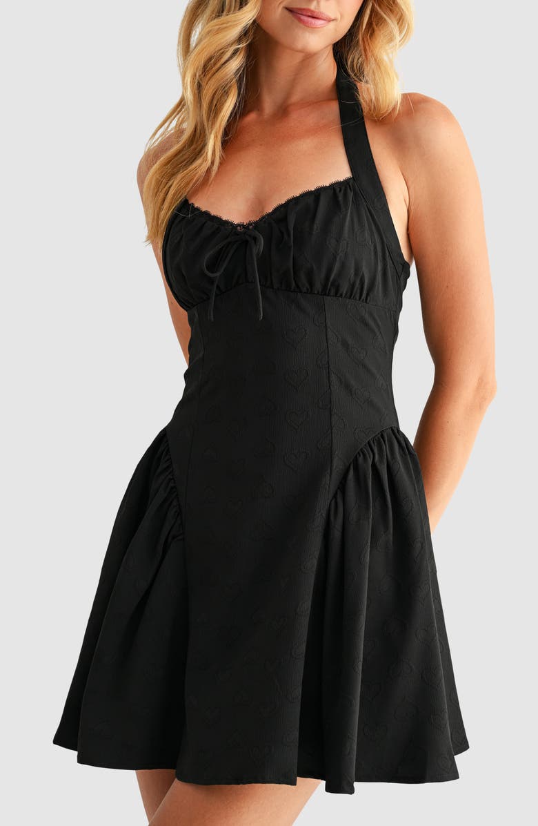 All in Favor Halter Minidress, Alternate, color, Black