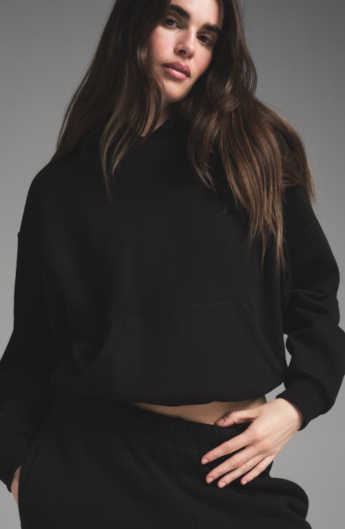 Skims Cotton Fleece Full Zip Hoodie In Onyx